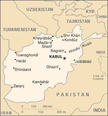 アフガニスタンの地図